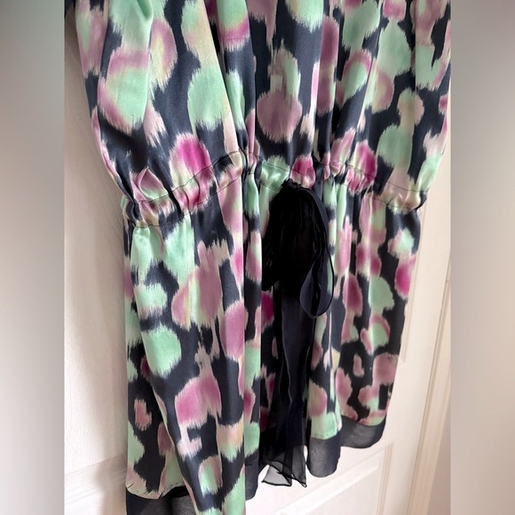 Rochas silk tie-waist abstract printed summer resort dress - size FR 42 (US 12) - Picture 3 of 6